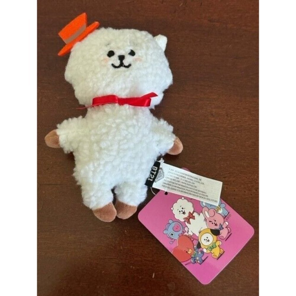 New BT21 Friendly RJ with Orange Hat and Bow 7" Plush Stuffed Toy Lamb Stuffed